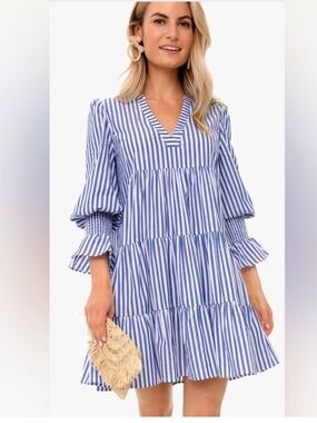 Tuckernuck Pomander Place blue and white stripe Kenzo dress sz L